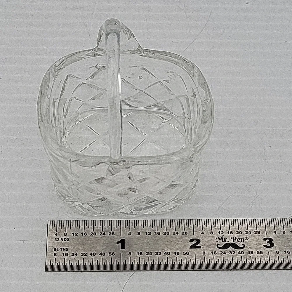 Small Clear Glass Square‎ Open Basket Used